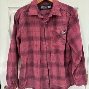 Fintech LG Men's Casual Plaid Button Down Shirt - Red